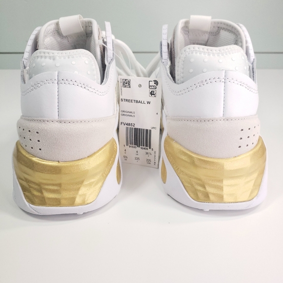 ADIDAS STREETBALL W FV4852 White Gold shoes sneakers Women 5.5 Youth 4Y - Picture 4 of 12